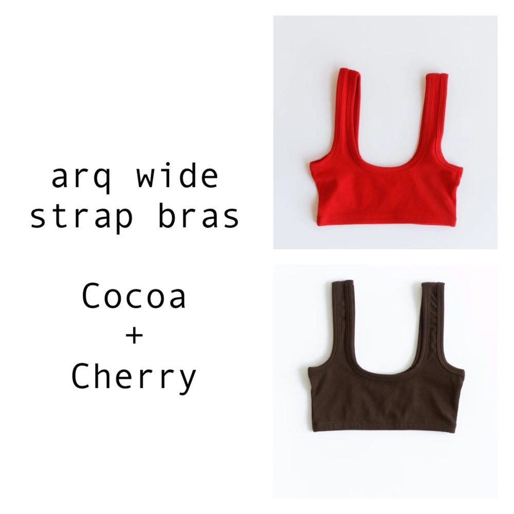arq wide strap bras size small in cherry and cocoa 🍒 🍫